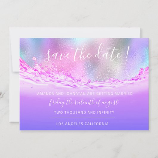 Save The Date Enregistrer La Date Tropical Ocean Purple Pastels (Devant)