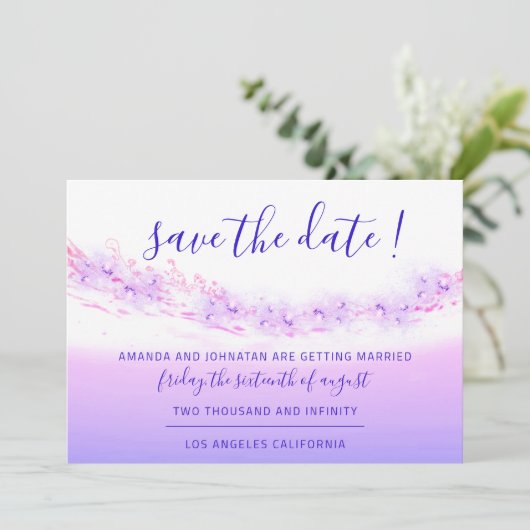 Save The Date Enregistrer La Date Tropical Ocean Rose Waves Coba (Debout devant)