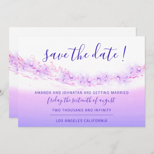 Save The Date Enregistrer La Date Tropical Ocean Rose Waves Coba (Devant / Derrière)