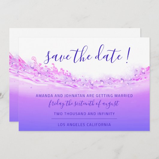 Save The Date Enregistrer La Date Tropical Ocean Rose Waves Coba (Devant / Derrière)