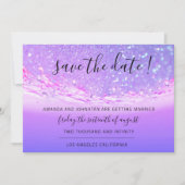 Save The Date Enregistrer La Date Tropical Ocean Rose Waves Purp (Devant)