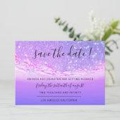 Save The Date Enregistrer La Date Tropical Ocean Rose Waves Purp (Debout devant)