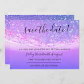 Save The Date Enregistrer La Date Tropical Ocean Rose Waves Purp (Devant / Derrière)
