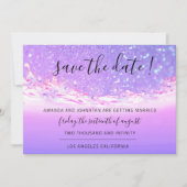 Save The Date Enregistrer La Date Tropical Ocean Rose Waves Purp (Devant)