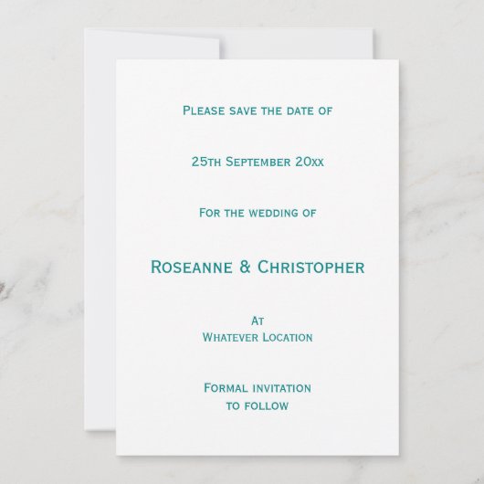 Save The Date Enregistrer la date Turquoise Coloured Butterflies (Dos)