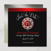 Save The Date Enregistrer la date Vegas Casino Chip | rouge arge (Devant / Derrière)