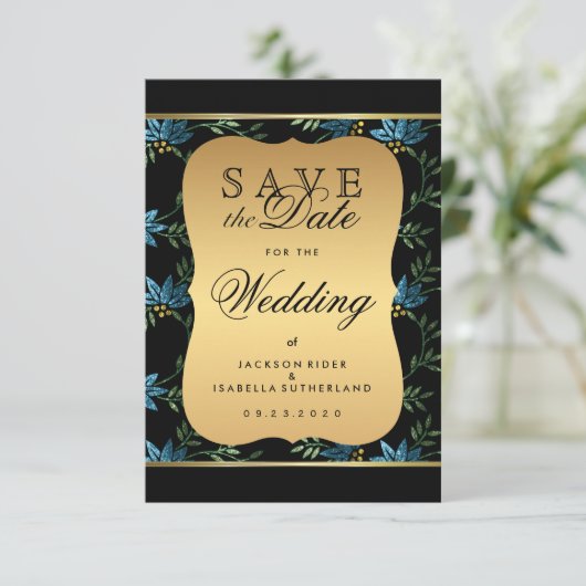 Save The Date Enregistrer la date Victorian Blue Parties scintil (Debout devant)