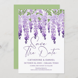 Save The Date Enregistrer la date Watercolor Wisteria Lilac Mari