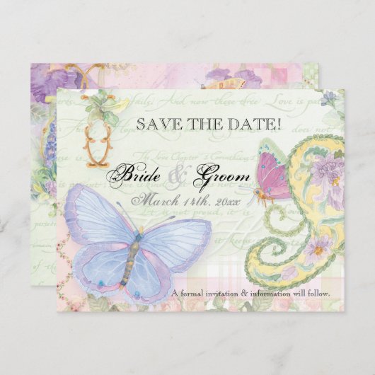 Save The Date Enregistrer la date - Wings of Love Collection Mar (Devant / Derrière)