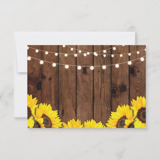 Save The Date Enregistrer la date Wood Rustic Sunflowers Card (Dos)
