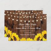 Save The Date Enregistrer la date Wood Rustic Sunflowers Card (Devant / Derrière)