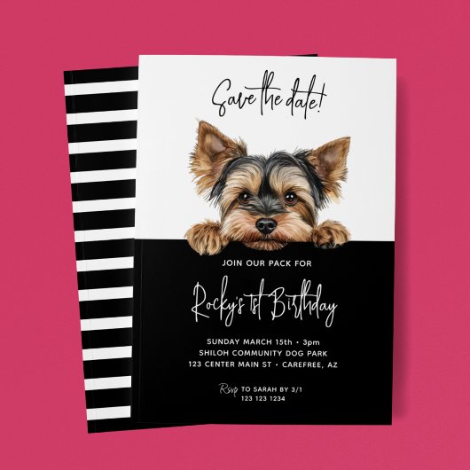 Save The Date Enregistrer la date Yorkshire Terrier Chien 1er an