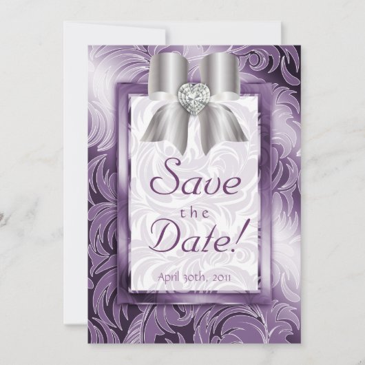 Save The Date Enregistrer la feuille de date Feuille Floral Purp (Devant)