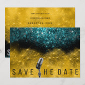 Save The Date Enregistrer la Parties scintillant de date Gold Bl (Devant / Derrière)