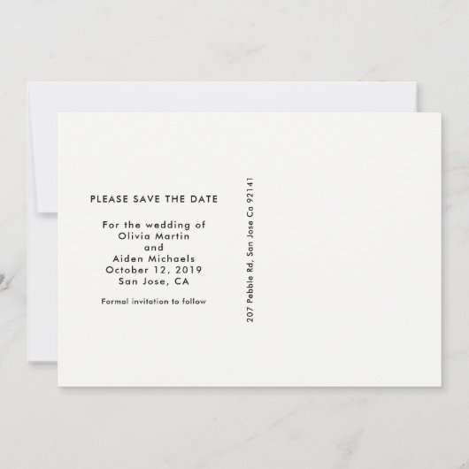 Save The Date Enregistrer la photo de date (Dos)