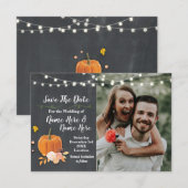 Save The Date Enregistrer la photo de date craie citrouille phot (Devant / Derrière)