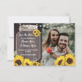 Save The Date Enregistrer la photo de mariage tournesol en bois (Devant)