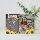 Save The Date Enregistrer la photo de mariage tournesol en bois (Debout devant)