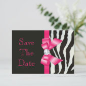 Save The Date Enregistrer le Baby shower de date Zebra Hot Pink  (Debout devant)
