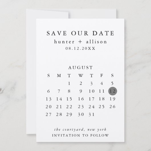 Save The Date Enregistrer Le Calendrier Date (Devant)