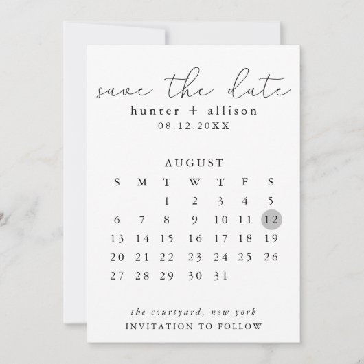 Save The Date Enregistrer Le Calendrier Date (Devant)