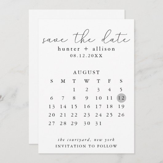 Save The Date Enregistrer Le Calendrier Date (Devant / Derrière)