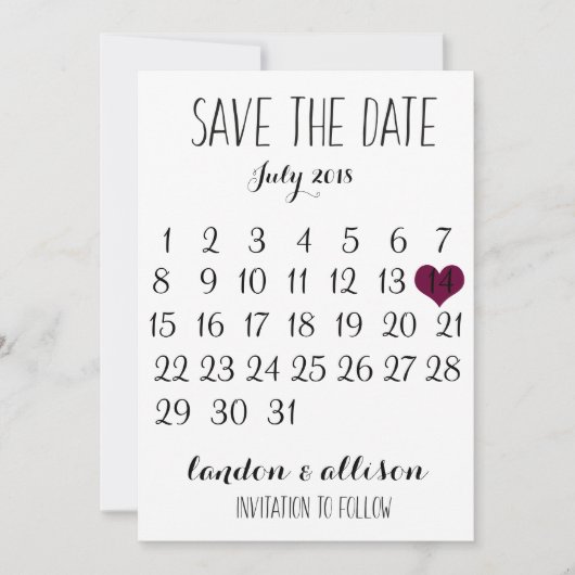 Save The Date Enregistrer Le Calendrier Date (Devant)