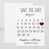 Save The Date Enregistrer Le Calendrier Date (Devant / Derrière)