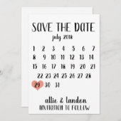 Save The Date Enregistrer Le Calendrier Date (Devant / Derrière)