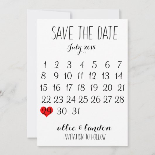 Save The Date Enregistrer Le Calendrier Date (Devant)