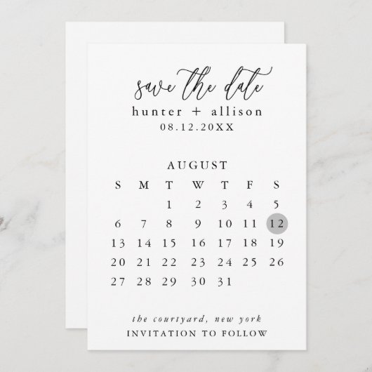 Save The Date Enregistrer Le Calendrier Date (Devant / Derrière)
