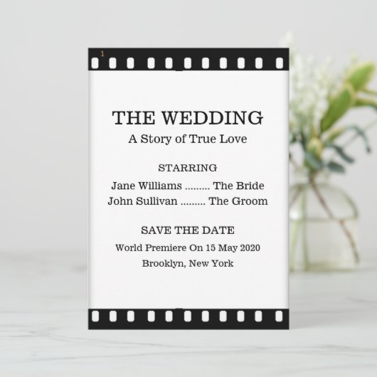 Save The Date Enregistrer Le Mariage Date Avec Un Thème Film Fil (Debout devant)