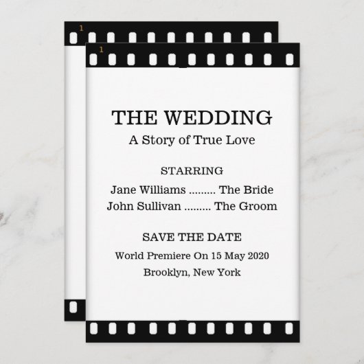 Save The Date Enregistrer Le Mariage Date Avec Un Thème Film Fil (Devant / Derrière)