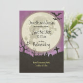 Save The Date Enregistrer le mariage Date Halloween en violet (Debout devant)