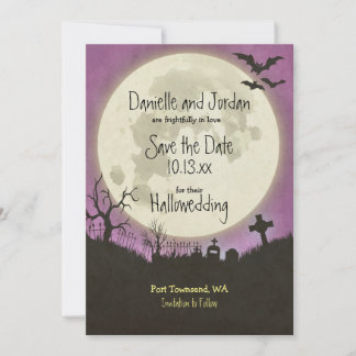 Save The Date Enregistrer le mariage Date Halloween en violet
