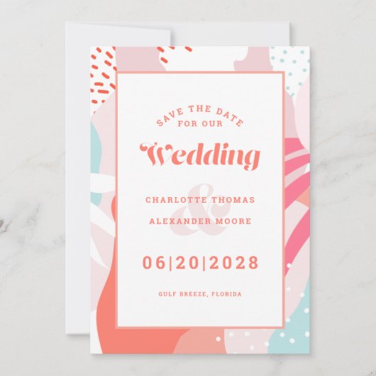 Save The Date Enregistrer Le Mariage Date | Motif géométrique mo (Devant)