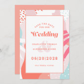 Save The Date Enregistrer Le Mariage Date | Motif géométrique mo (Devant / Derrière)