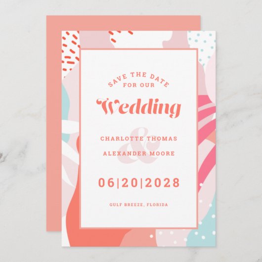 Save The Date Enregistrer Le Mariage Date | Motif géométrique mo (Devant / Derrière)