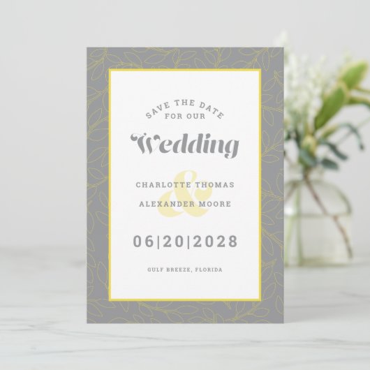 Save The Date Enregistrer Le Mariage Date | Motif gris moderne (Debout devant)