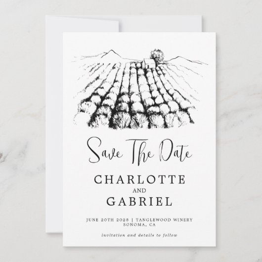 Save The Date Enregistrer le Mariage Date Winery (Devant)