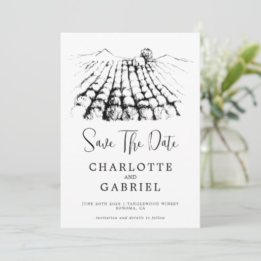 Save The Date Enregistrer le Mariage Date Winery (Debout devant)