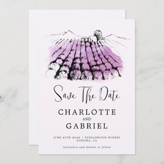 Save The Date Enregistrer le Mariage Date Winery (Devant / Derrière)