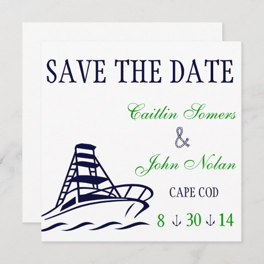 Save The Date Enregistrer le Mariage de date nautique (Devant / Derrière)