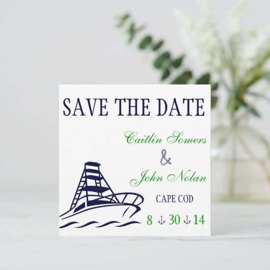 Save The Date Enregistrer le Mariage de date nautique (Debout devant)