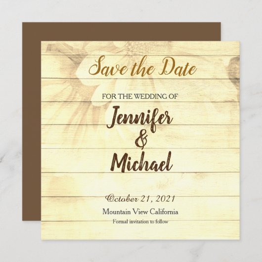 Save The Date Enregistrer le Mariage de date Sepia Brown Matte E (Devant / Derrière)