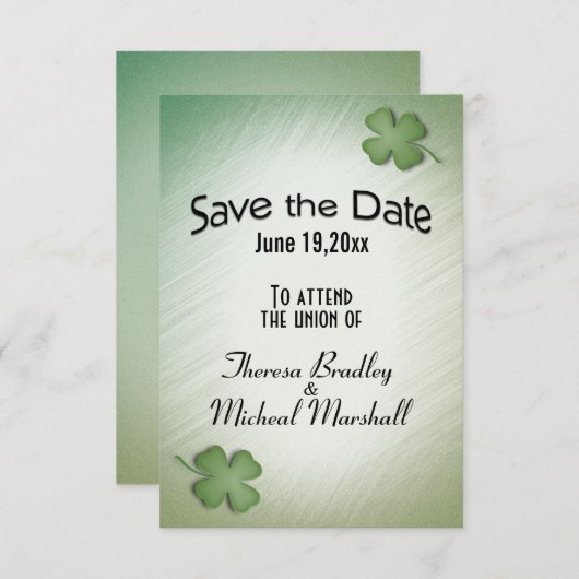 Save The Date Enregistrer le Mariage de rêve irlandais Date (Devant / Derrière)