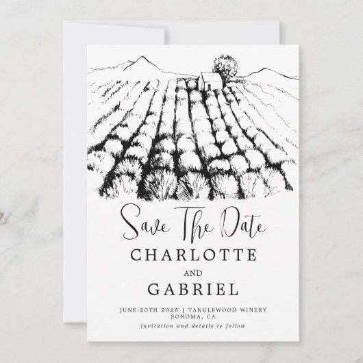 Save The Date Enregistrer Le Mariage Vignoble Date (Devant)