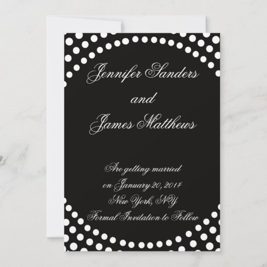 Save The Date Enregistrer le Motif et le monogramme Date Harlequ (Dos)
