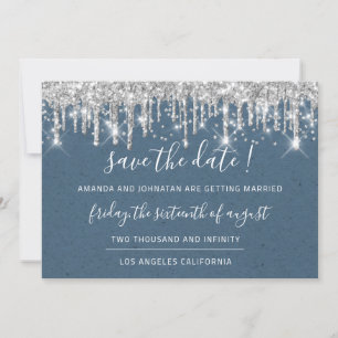 Save The Date Enregistrer Le Papier Date Kraft Silver Grey Drip 