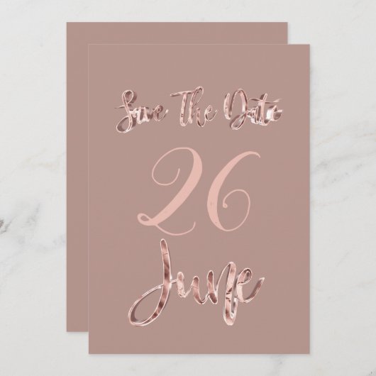 Save The Date Enregistrer Le Script Or Rose Date June Party (Devant / Derrière)